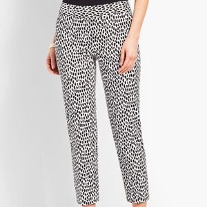 Talbots Slim Crop Cheetah Spot Pants Size 18WP Black White Animal Print NWOT NEW